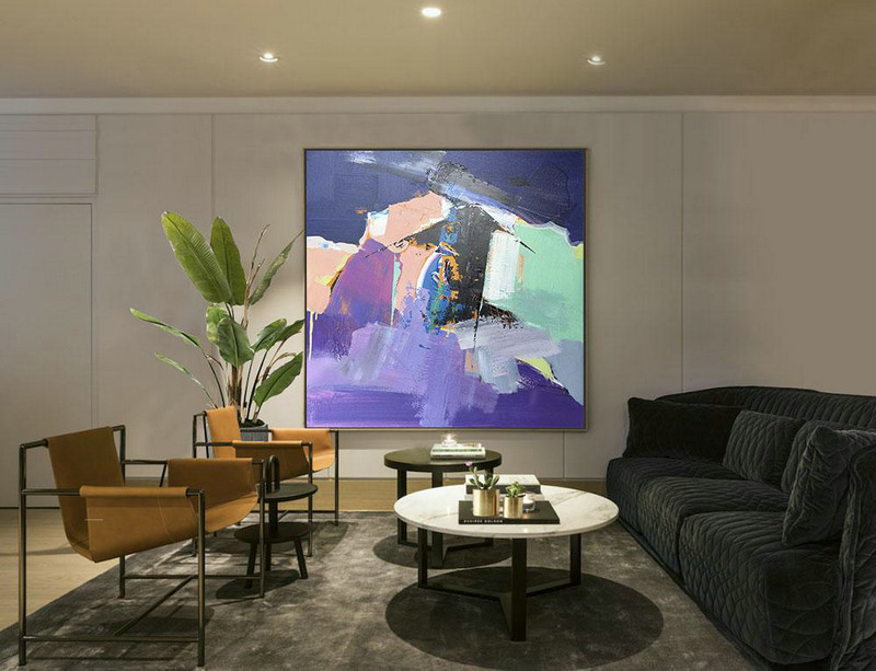 Large Abstract Art Handmade Painting,Oversized Palette Knife Painting Contemporary Art On Canvas,Hand Painted Acrylic Painting,Dark Blue,Nude,Purple,Light Green.etc